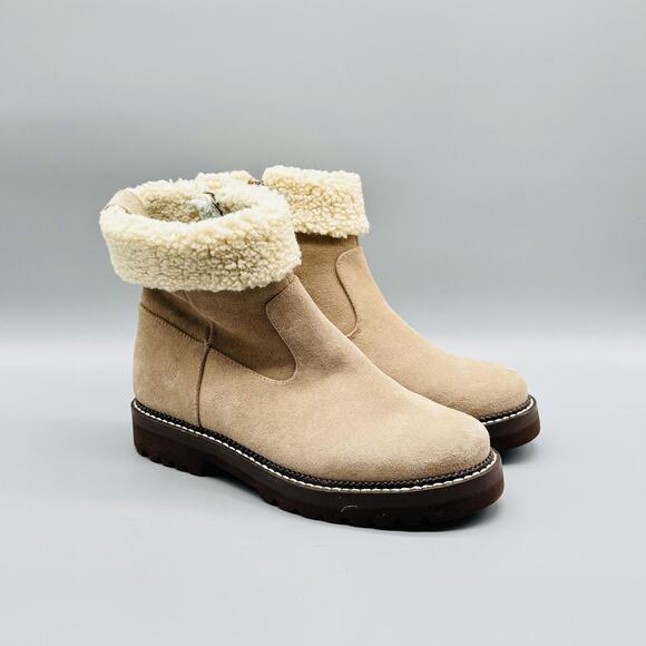 Blondo Boots Womens 5.5 Brown Suede Shearling Harlow Ankle Waterproof Lug Sole - Picture 2 of 13